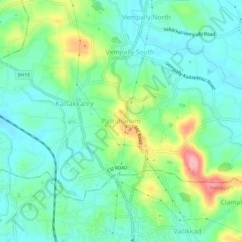 Pattithanam topographic map, elevation, terrain