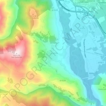 Corullón topographic map, elevation, terrain