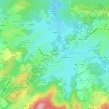 Les Battes topographic map, elevation, terrain