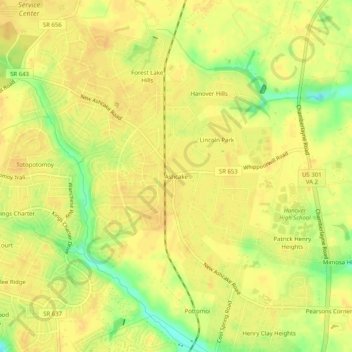 Ashcake topographic map, elevation, terrain