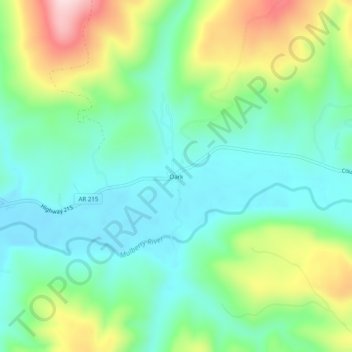 Oark topographic map, elevation, terrain
