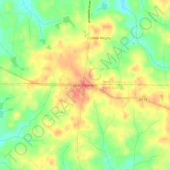 Jones Crossroads topographic map, elevation, terrain