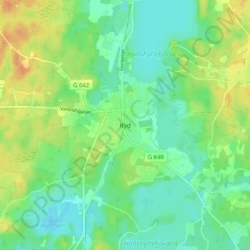 Ryd topographic map, elevation, terrain