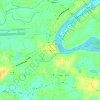 Kanjoor topographic map, elevation, terrain