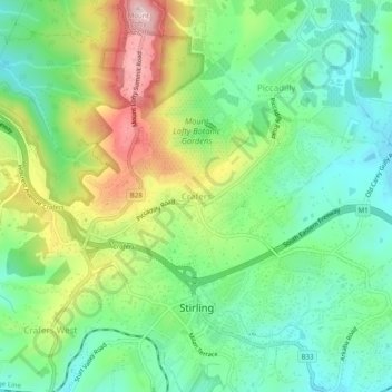 Crafers topographic map, elevation, terrain