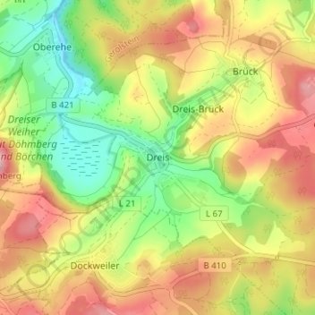 Dreis topographic map, elevation, terrain