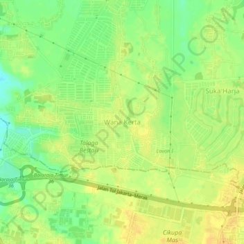 Wana Kerta topographic map, elevation, terrain