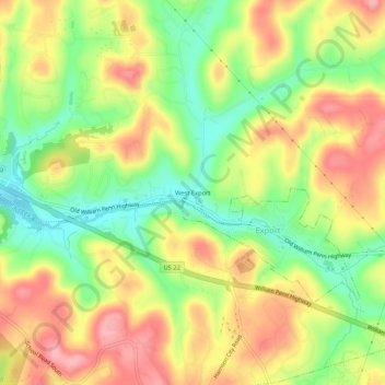 West Export topographic map, elevation, terrain