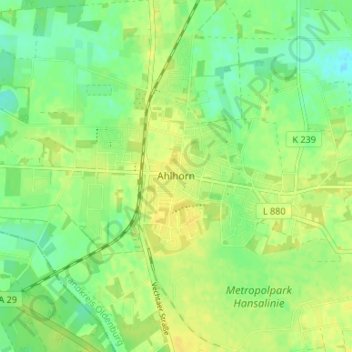 Ahlhorn topographic map, elevation, terrain