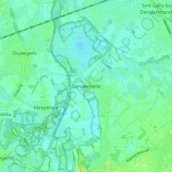 Denderbelle topographic map, elevation, terrain