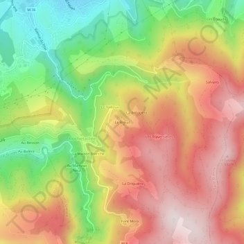 Le Breuil topographic map, elevation, terrain