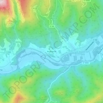 Borie Basse topographic map, elevation, terrain