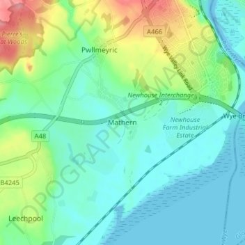 Mathern topographic map, elevation, terrain