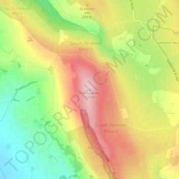 The Roaches topographic map, elevation, terrain