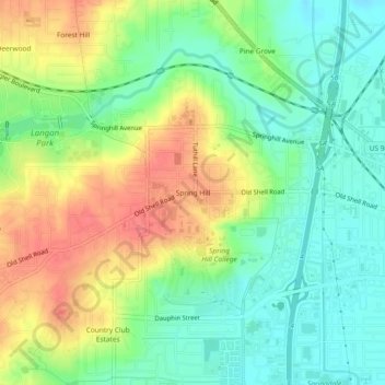Spring Hill topographic map, elevation, terrain