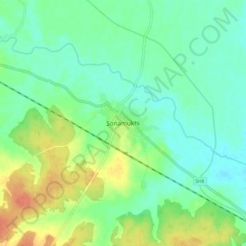 Sonamukhi topographic map, elevation, terrain