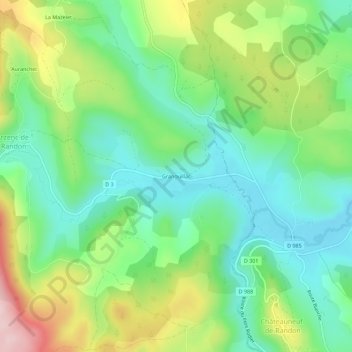 Granouillac topographic map, elevation, terrain