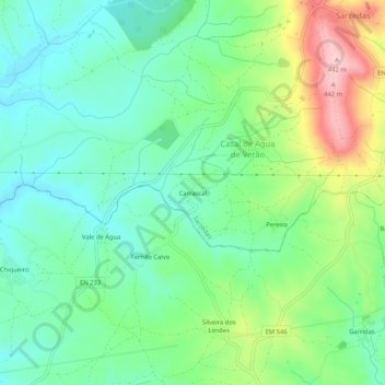Carrascal topographic map, elevation, terrain