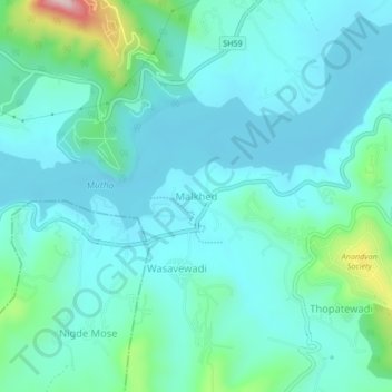 Malkhed topographic map, elevation, terrain