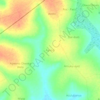 Agung topographic map, elevation, terrain