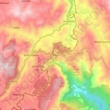 Ella topographic map, elevation, terrain