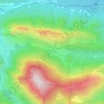 Aiguebonnes topographic map, elevation, terrain