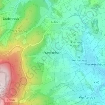 Frankenhain topographic map, elevation, terrain