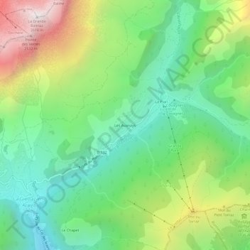 Les Avanays topographic map, elevation, terrain