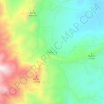 Botang topographic map, elevation, terrain