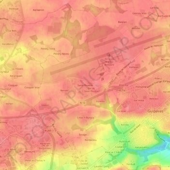Saint-Thudon topographic map, elevation, terrain