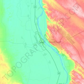 Al Minya topographic map, elevation, terrain