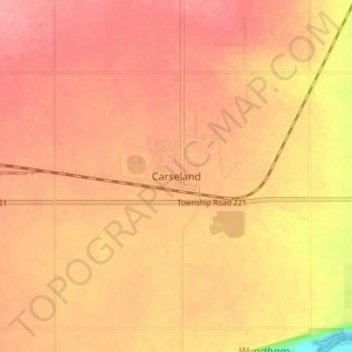 Carseland topographic map, elevation, terrain
