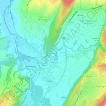 Le Cotterg topographic map, elevation, terrain