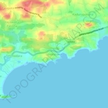 Unakuruwa topographic map, elevation, terrain