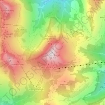 Gampenkogel topographic map, elevation, terrain