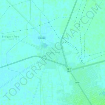 Malaut Pind topographic map, elevation, terrain