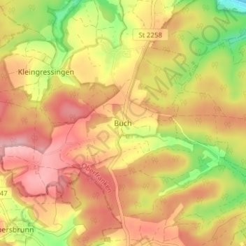 Buch topographic map, elevation, terrain