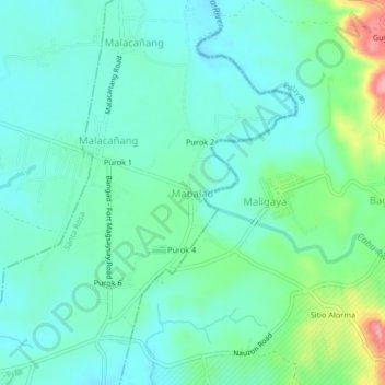 Mapalad topographic map, elevation, terrain