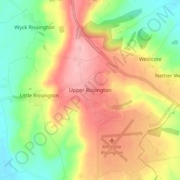 Upper Rissington topographic map, elevation, terrain