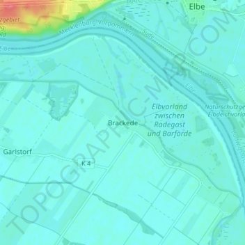 Brackede topographic map, elevation, terrain