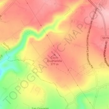 Cozzo Quartarella topographic map, elevation, terrain