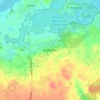 Badendiek topographic map, elevation, terrain