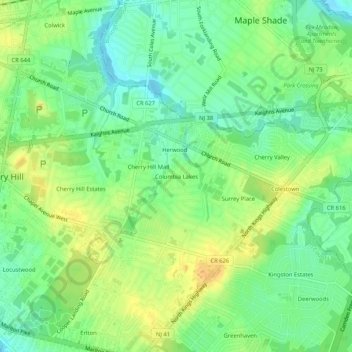 Columbia Lakes topographic map, elevation, terrain