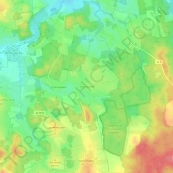 Oberbeuern topographic map, elevation, terrain