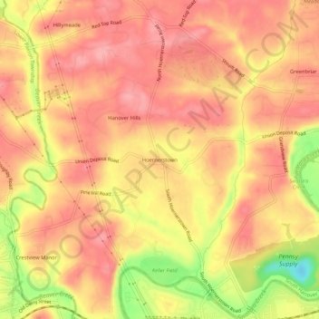 Hoernerstown topographic map, elevation, terrain