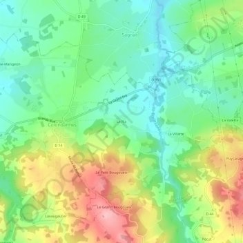 Le Riz topographic map, elevation, terrain