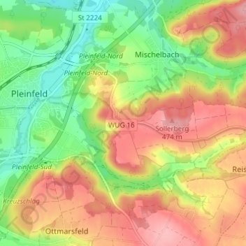 Kleinweingarten topographic map, elevation, terrain