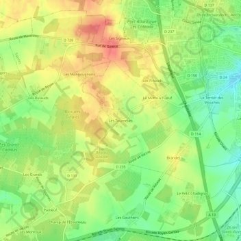 Les Tourneurs topographic map, elevation, terrain