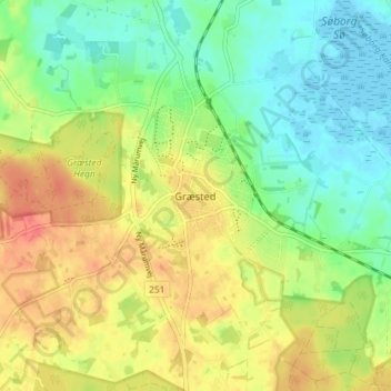 Græsted topographic map, elevation, terrain
