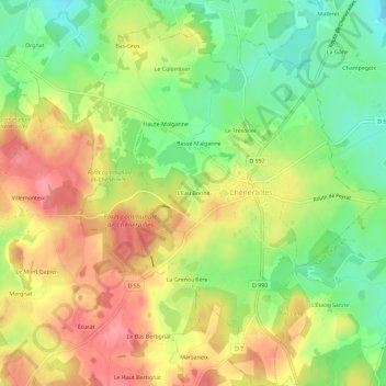 L'Eau Bonne topographic map, elevation, terrain